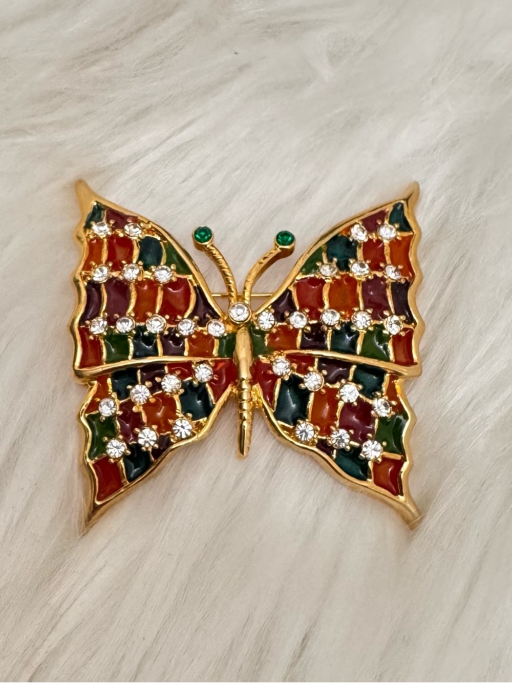 Vintage 1980 - 90 Gold-Tone Multicolor Butterfly Brooch - Women Accessories
